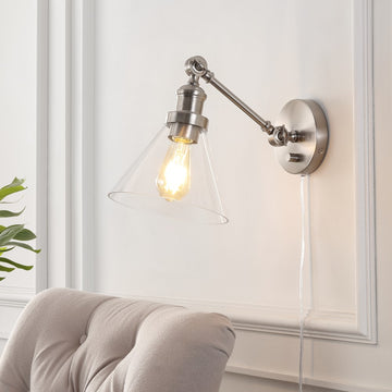 Cowie 8" Iron/Glass Adjustable LED Wall Sconce - JONATHAN Y